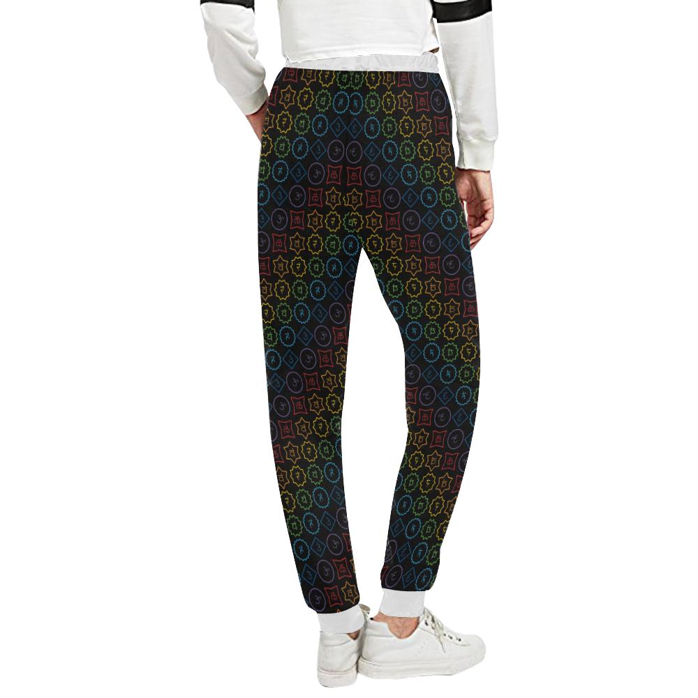 Chakra Colorful Symbol Pattern Unisex Casual Sweatpants (Model L11)-JTAMIGO.COM