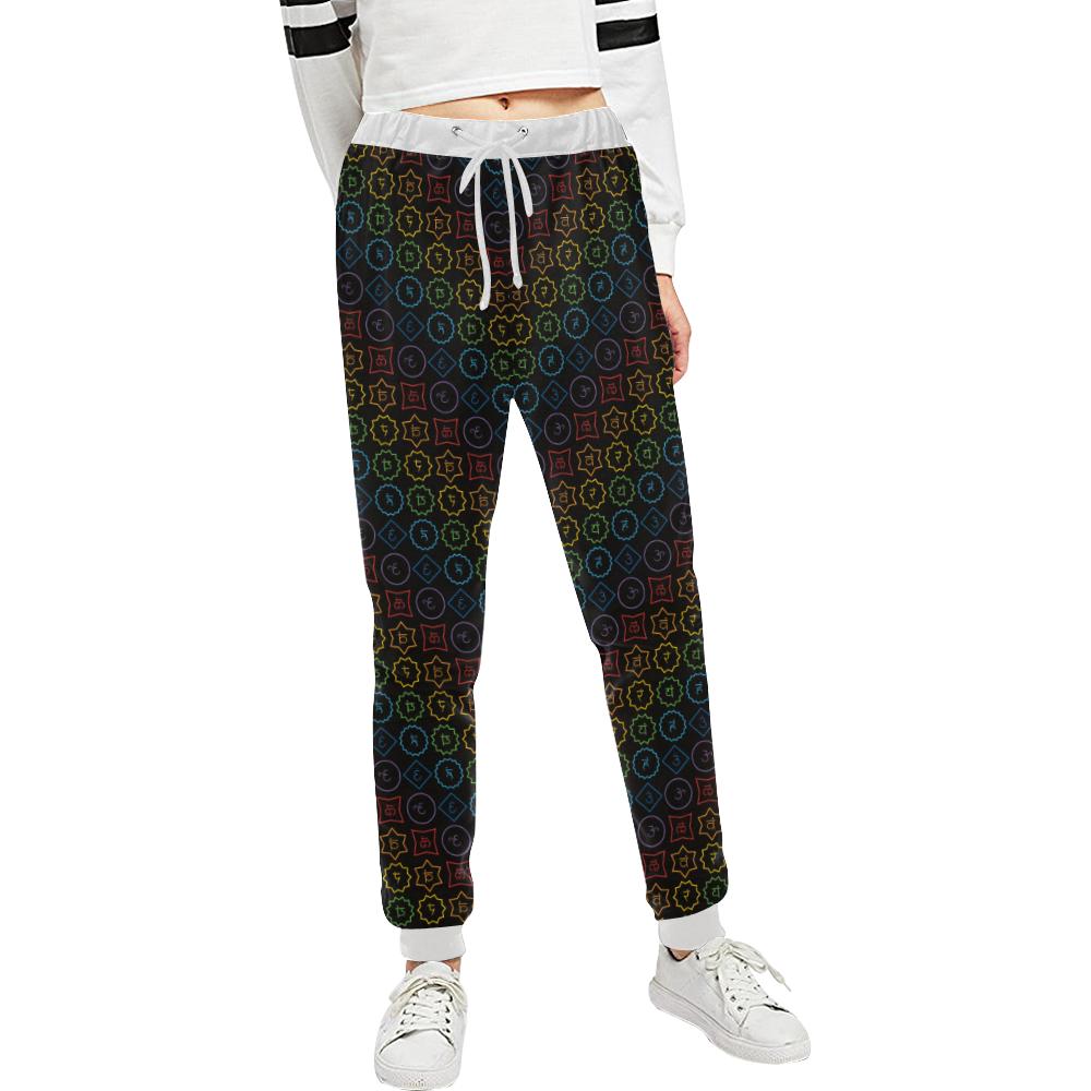 Chakra Colorful Symbol Pattern Unisex Casual Sweatpants (Model L11)-JTAMIGO.COM
