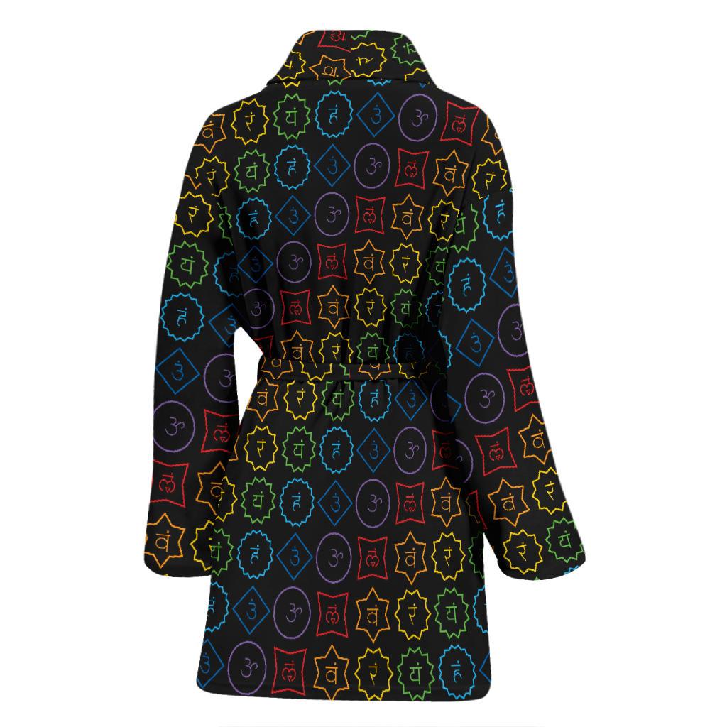Chakra Colorful Symbol Pattern Women Bath Robe-JTAMIGO.COM