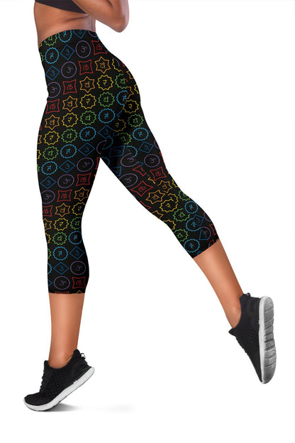 Chakra Colorful Symbol Pattern Women Capris