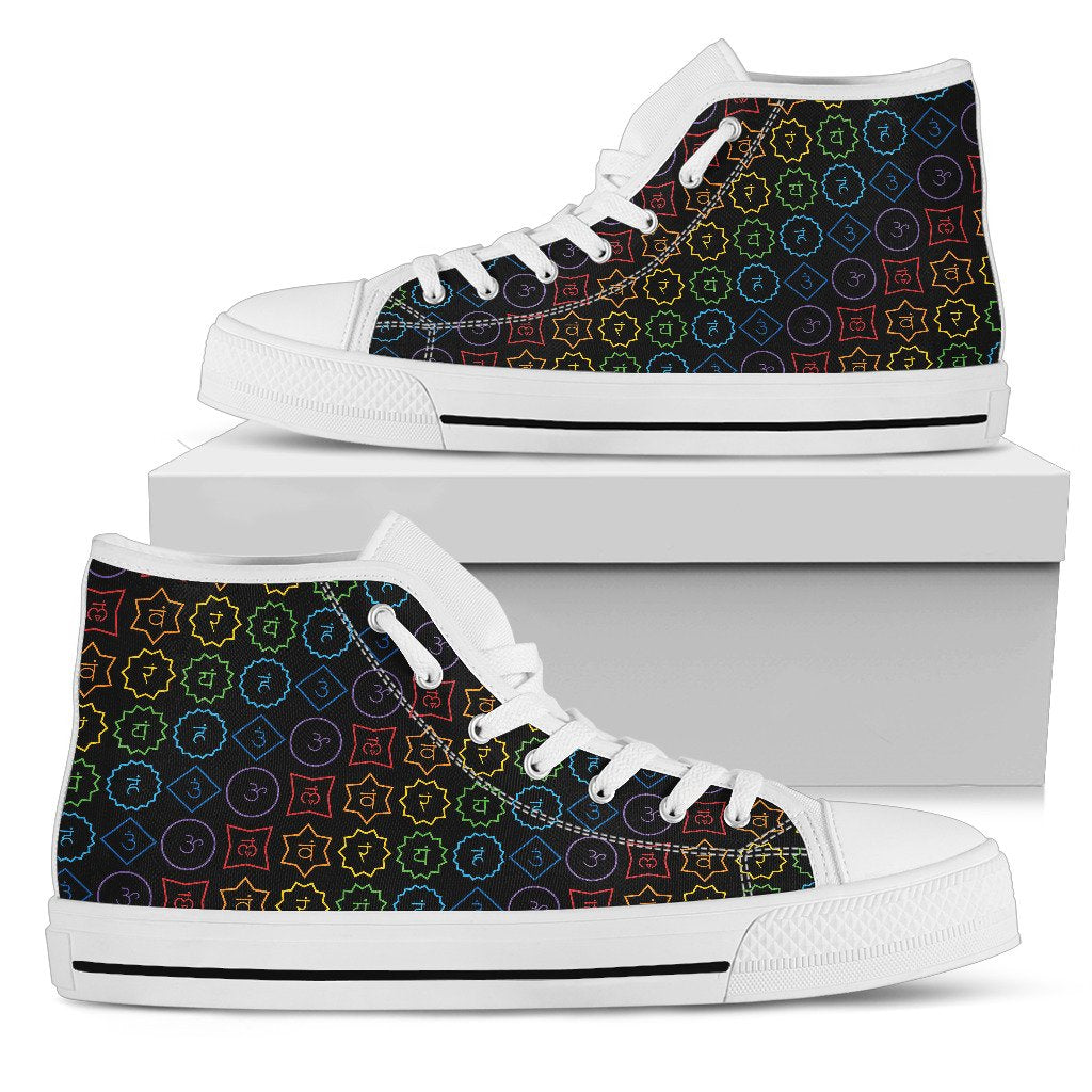Chakra Colorful Symbol Pattern Women High Top Shoes