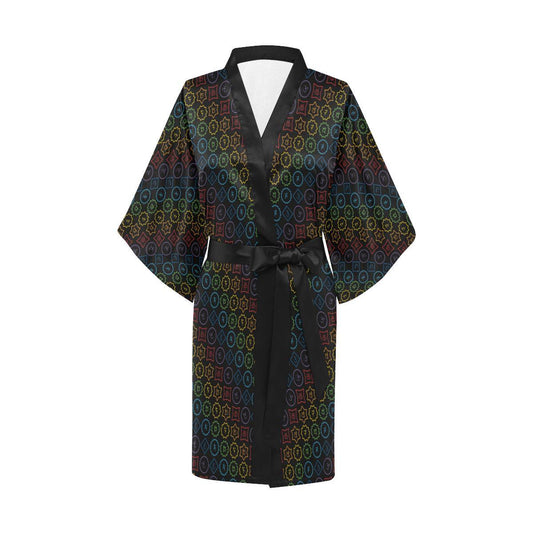 Chakra Colorful Symbol Pattern Women Short Kimono Robe