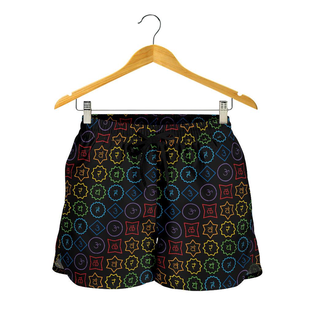 Chakra Colorful Symbol Pattern Women Shorts-JTAMIGO.COM