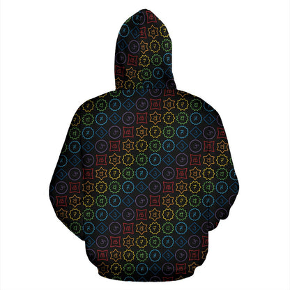 Chakra Colorful Symbol Pattern Zip Up Hoodie