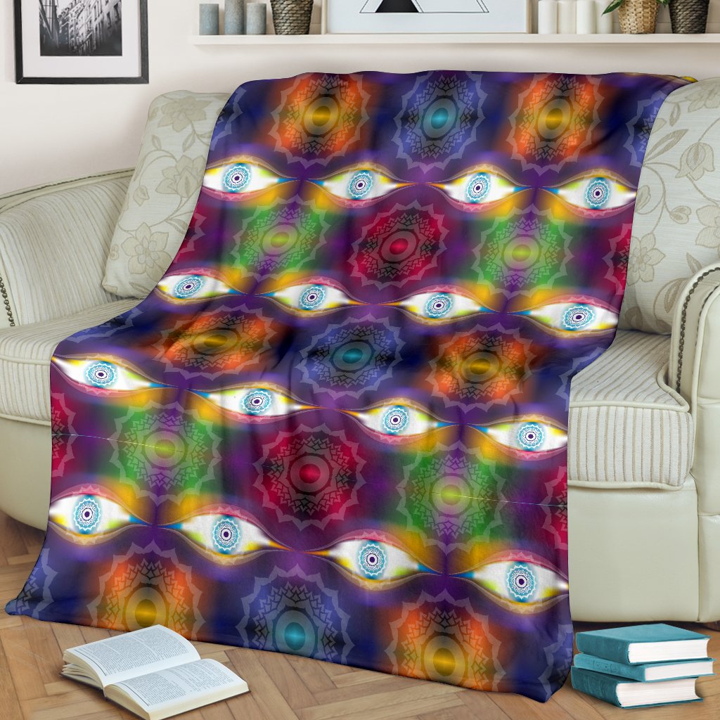 Chakra Eye Print Pattern Fleece Blanket