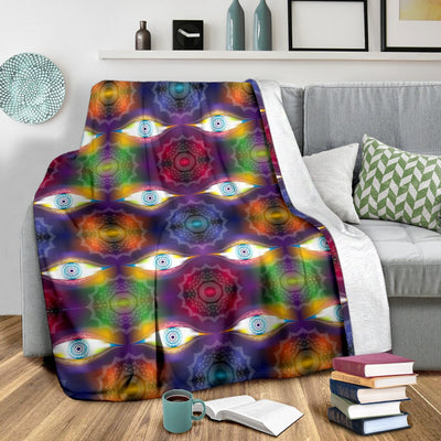 Chakra Eye Print Pattern Fleece Blanket