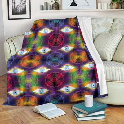Chakra Eye Print Pattern Fleece Blanket