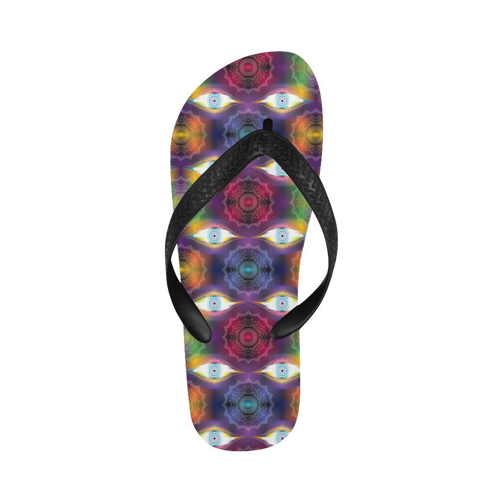Chakra Eye Print Pattern Flip Flops-JTAMIGO.COM