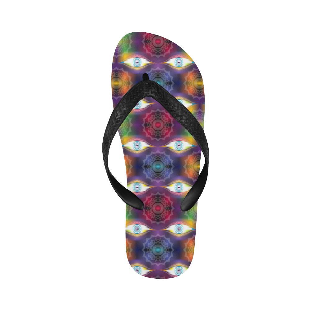 Chakra Eye Print Pattern Flip Flops-JTAMIGO.COM