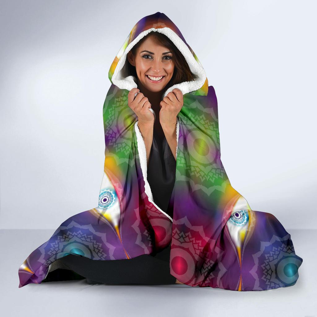 Chakra Eye Print Pattern Hooded Blanket-JTAMIGO.COM