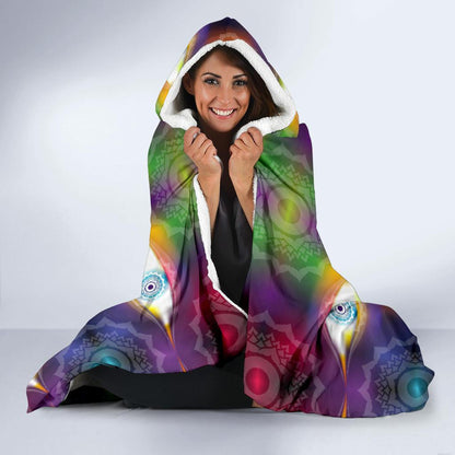 Chakra Eye Print Pattern Hooded Blanket-JTAMIGO.COM