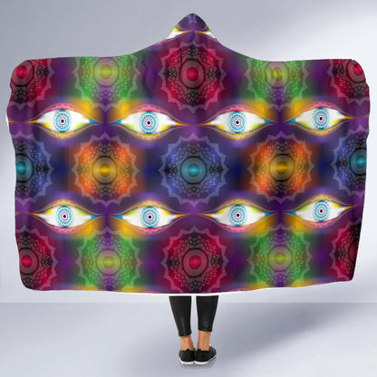 Chakra Eye Print Pattern Hooded Blanket-JTAMIGO.COM