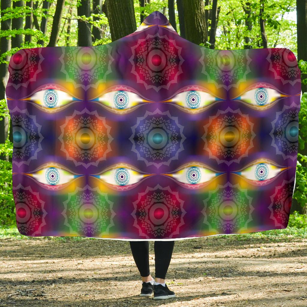 Chakra Eye Print Pattern Hooded Blanket-JTAMIGO.COM