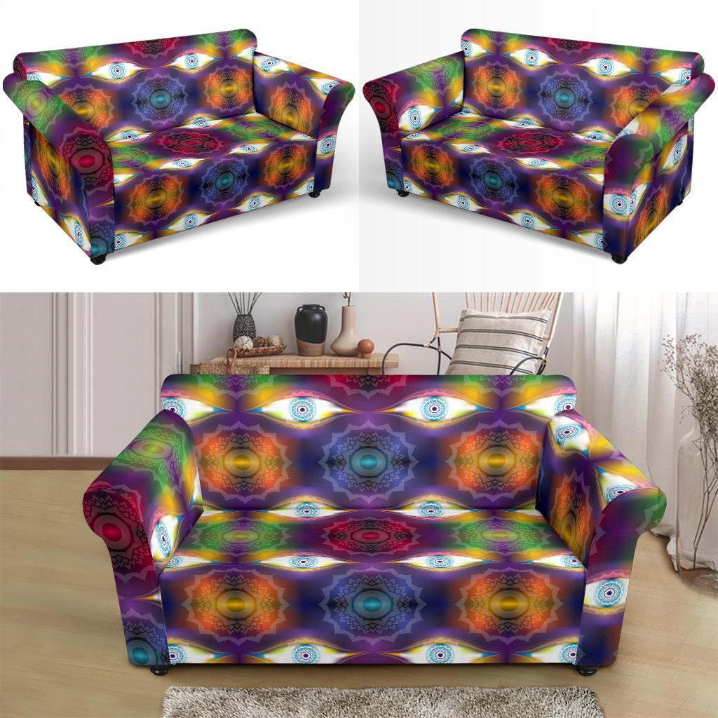 Chakra Eye Print Pattern Loveseat Slipcover-JTAMIGO.COM