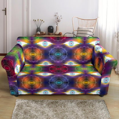 Chakra Eye Print Pattern Loveseat Slipcover-JTAMIGO.COM