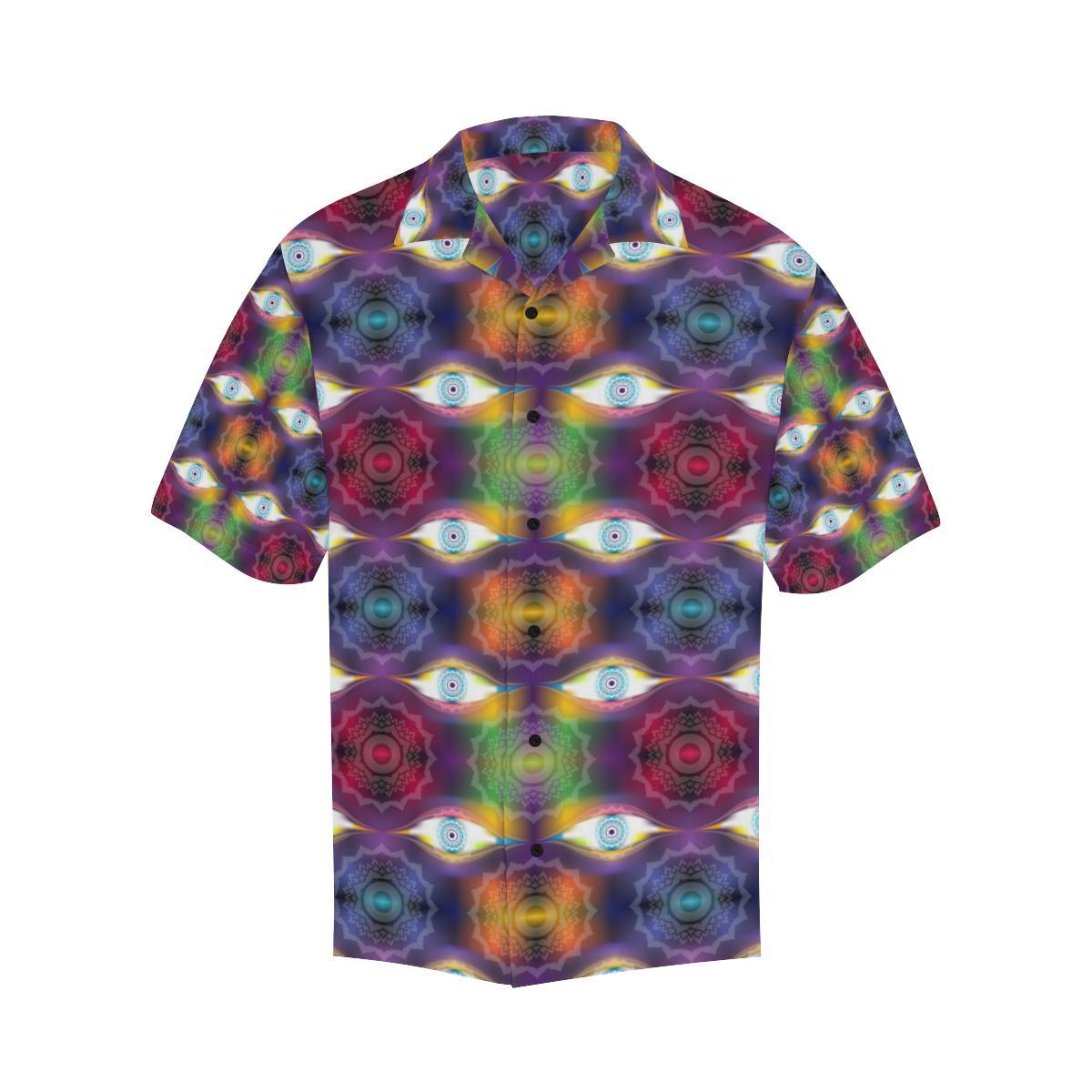 Chakra Eye Print Pattern Men Aloha Hawaiian Shirt