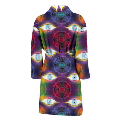 Chakra Eye Print Pattern Men Bath Robe-JTAMIGO.COM