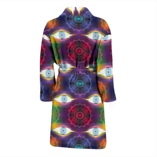 Chakra Eye Print Pattern Men Bath Robe-JTAMIGO.COM