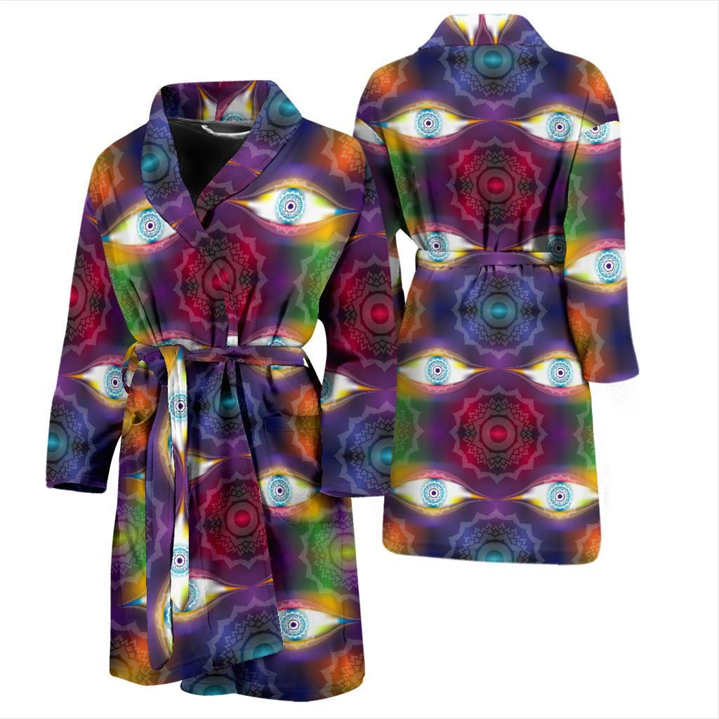 Chakra Eye Print Pattern Men Bath Robe-JTAMIGO.COM