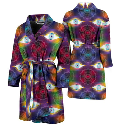 Chakra Eye Print Pattern Men Bath Robe-JTAMIGO.COM