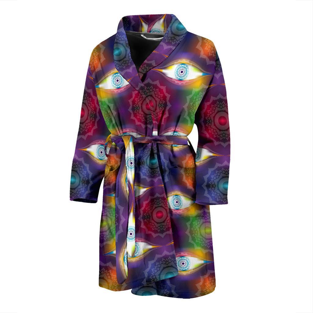 Chakra Eye Print Pattern Men Bath Robe-JTAMIGO.COM
