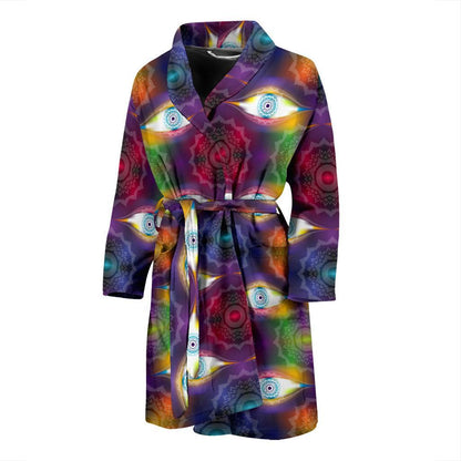 Chakra Eye Print Pattern Men Bath Robe-JTAMIGO.COM