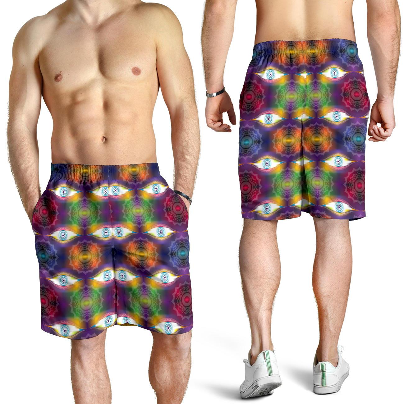 Chakra Eye Print Pattern Mens Shorts-JTAMIGO.COM