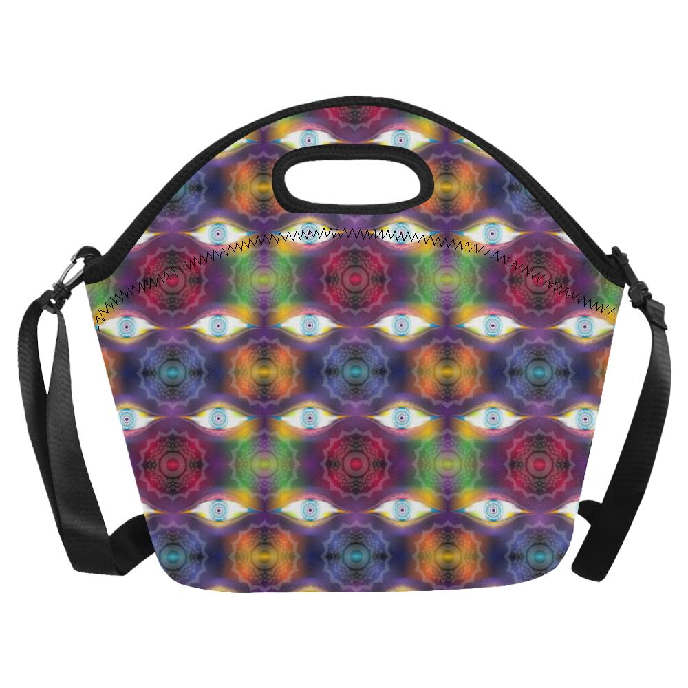 Chakra Eye Print Pattern Neoprene Lunch Bag (Model 1669)(Large)-JTAMIGO.COM