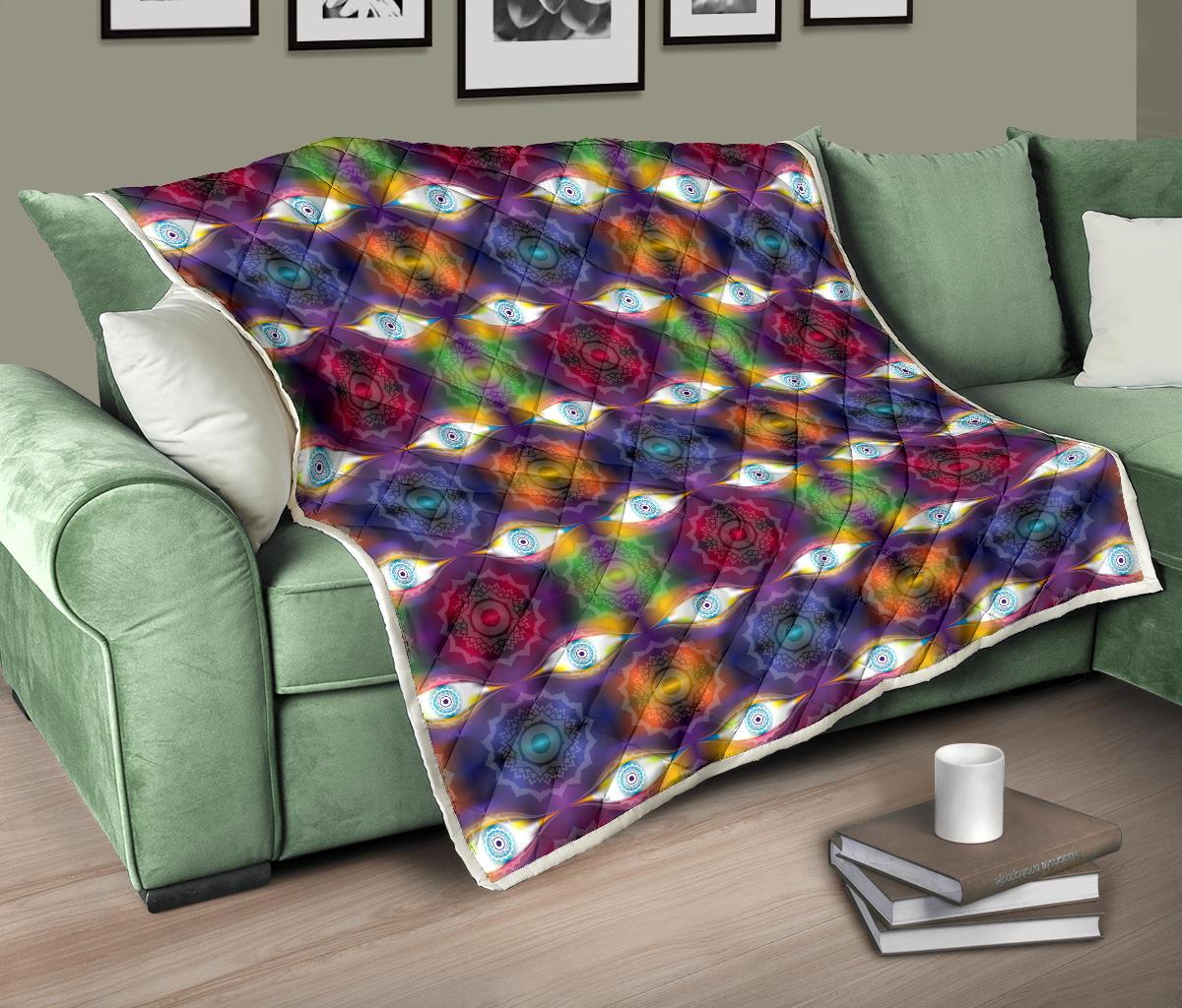 Chakra Eye Print Pattern Premium Quilt-JTAMIGO.COM