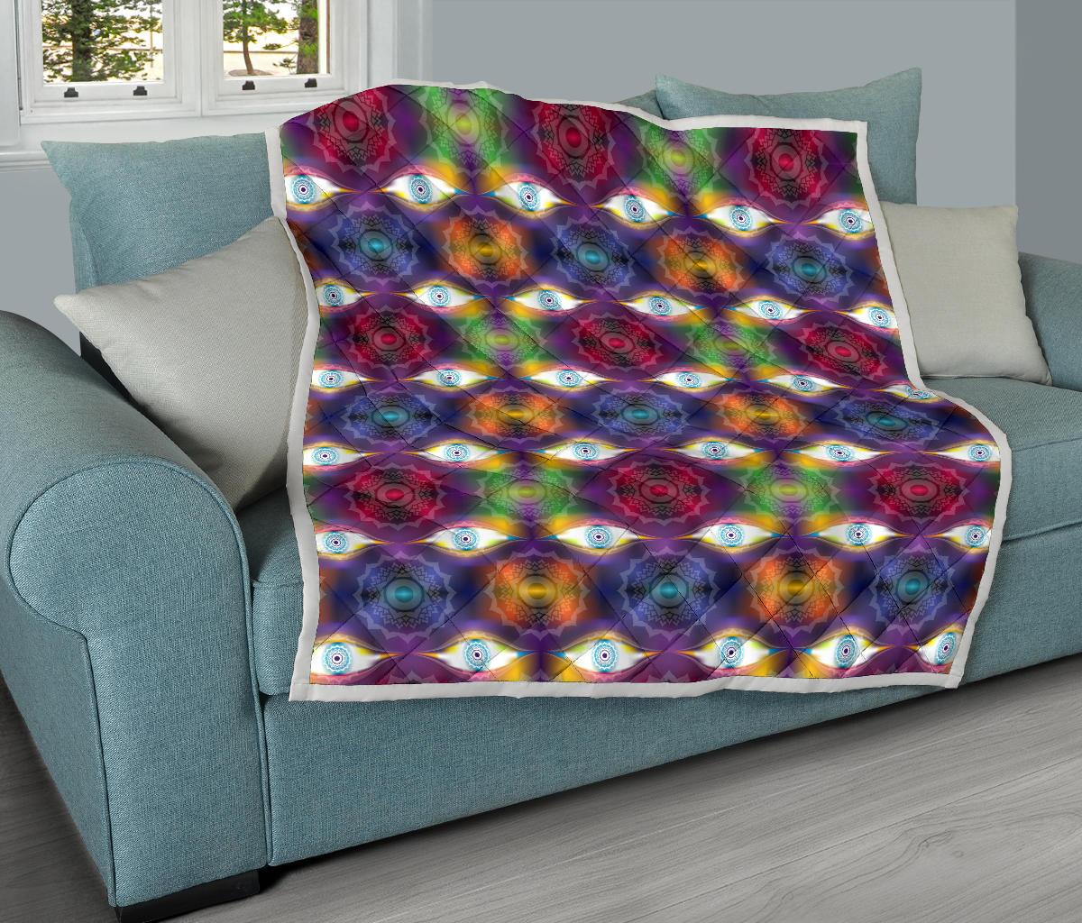 Chakra Eye Print Pattern Premium Quilt-JTAMIGO.COM