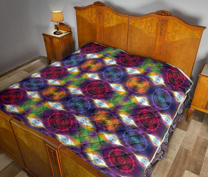 Chakra Eye Print Pattern Premium Quilt-JTAMIGO.COM