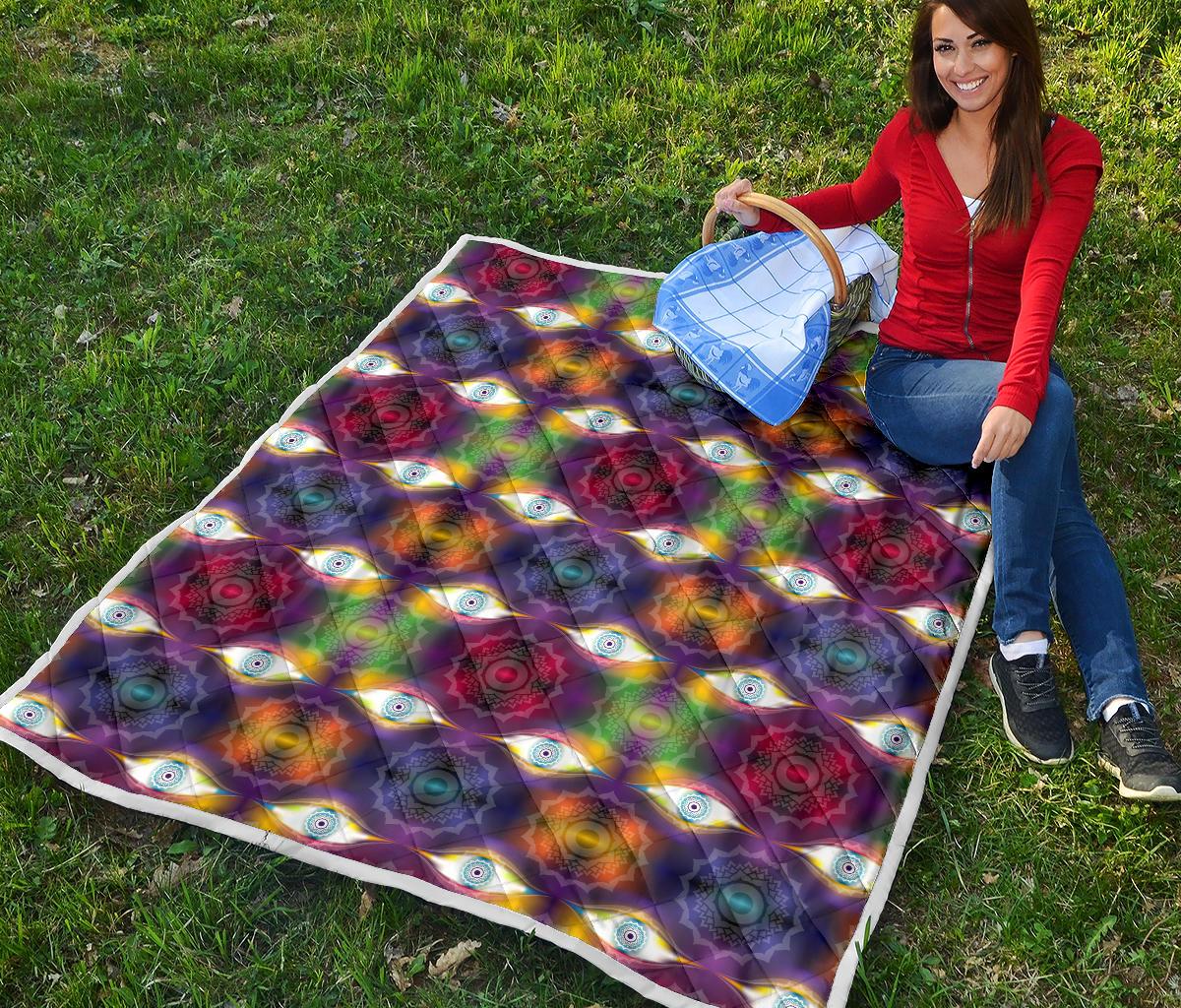 Chakra Eye Print Pattern Premium Quilt-JTAMIGO.COM