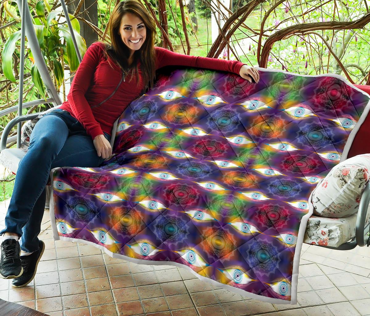 Chakra Eye Print Pattern Premium Quilt-JTAMIGO.COM