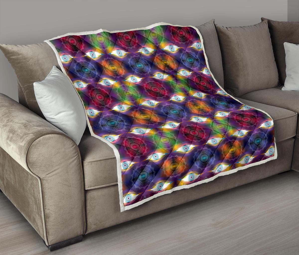Chakra Eye Print Pattern Premium Quilt-JTAMIGO.COM