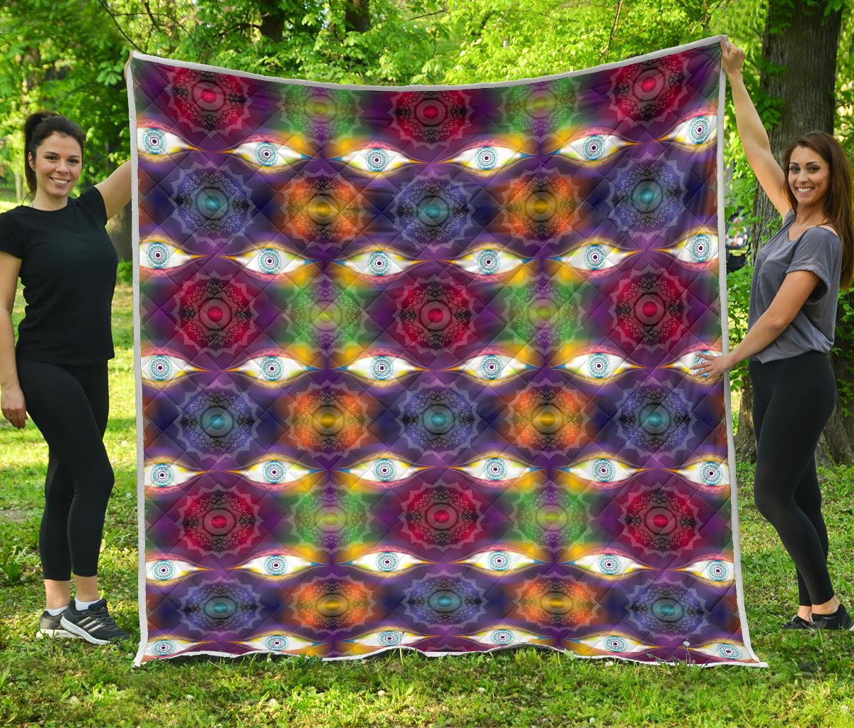 Chakra Eye Print Pattern Premium Quilt-JTAMIGO.COM