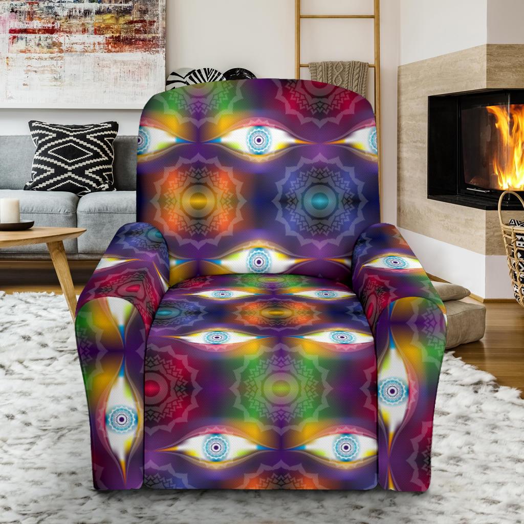 Chakra Eye Print Pattern Single Sofa Slipcover -JTAMIGO.COM