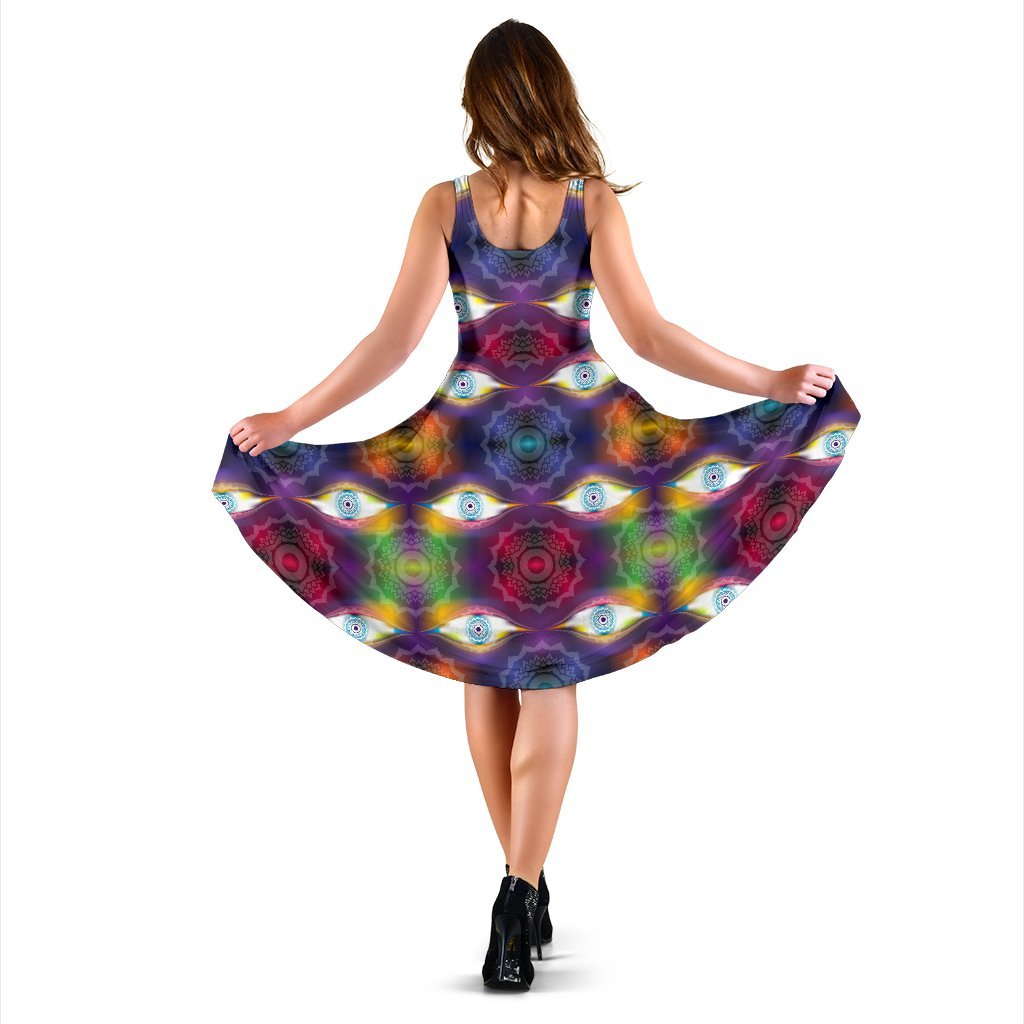 Chakra Eye Print Pattern Sleeveless Dress