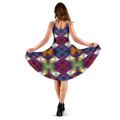 Chakra Eye Print Pattern Sleeveless Dress