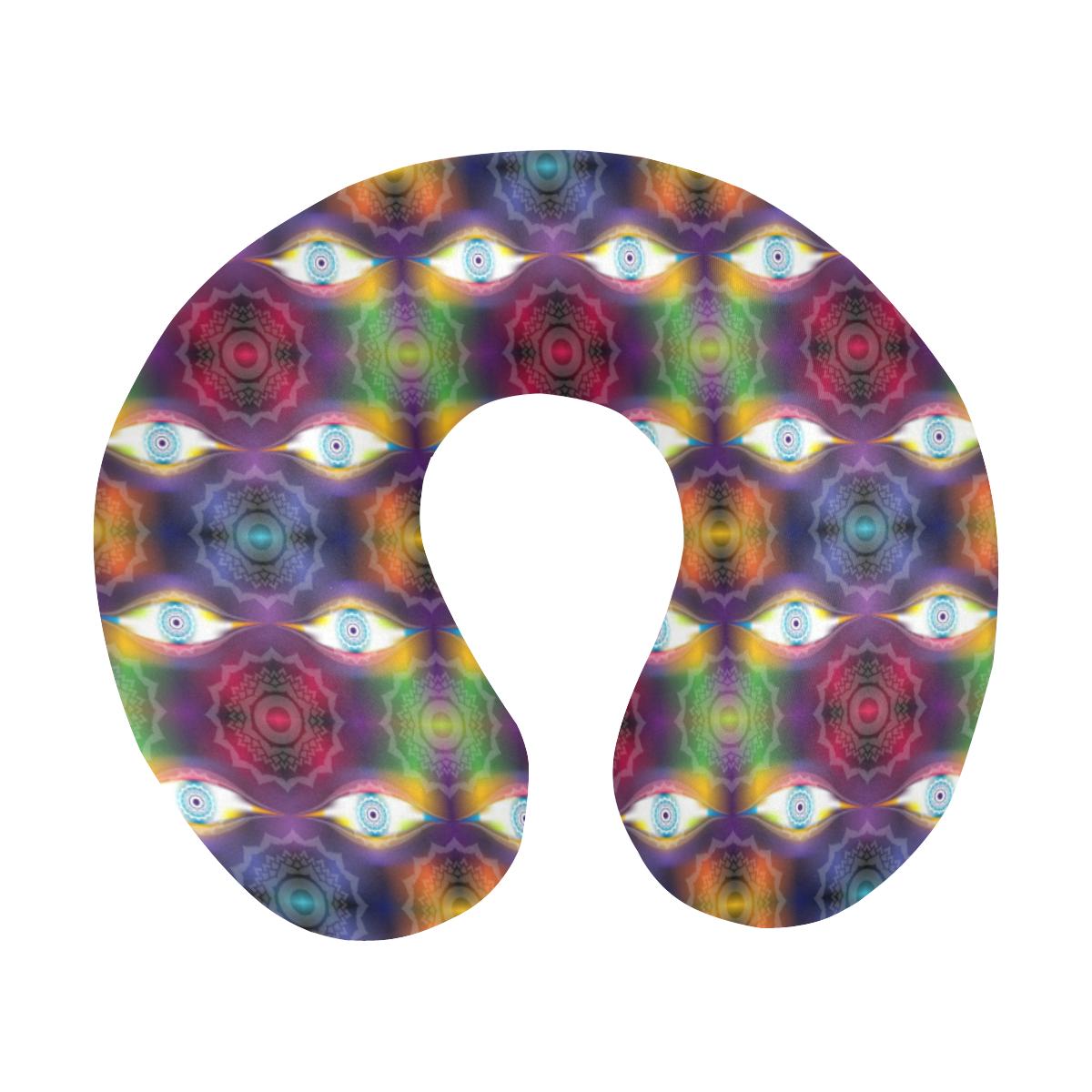 Chakra Eye Print Pattern U-Shaped Travel Neck Pillow-JTAMIGO.COM