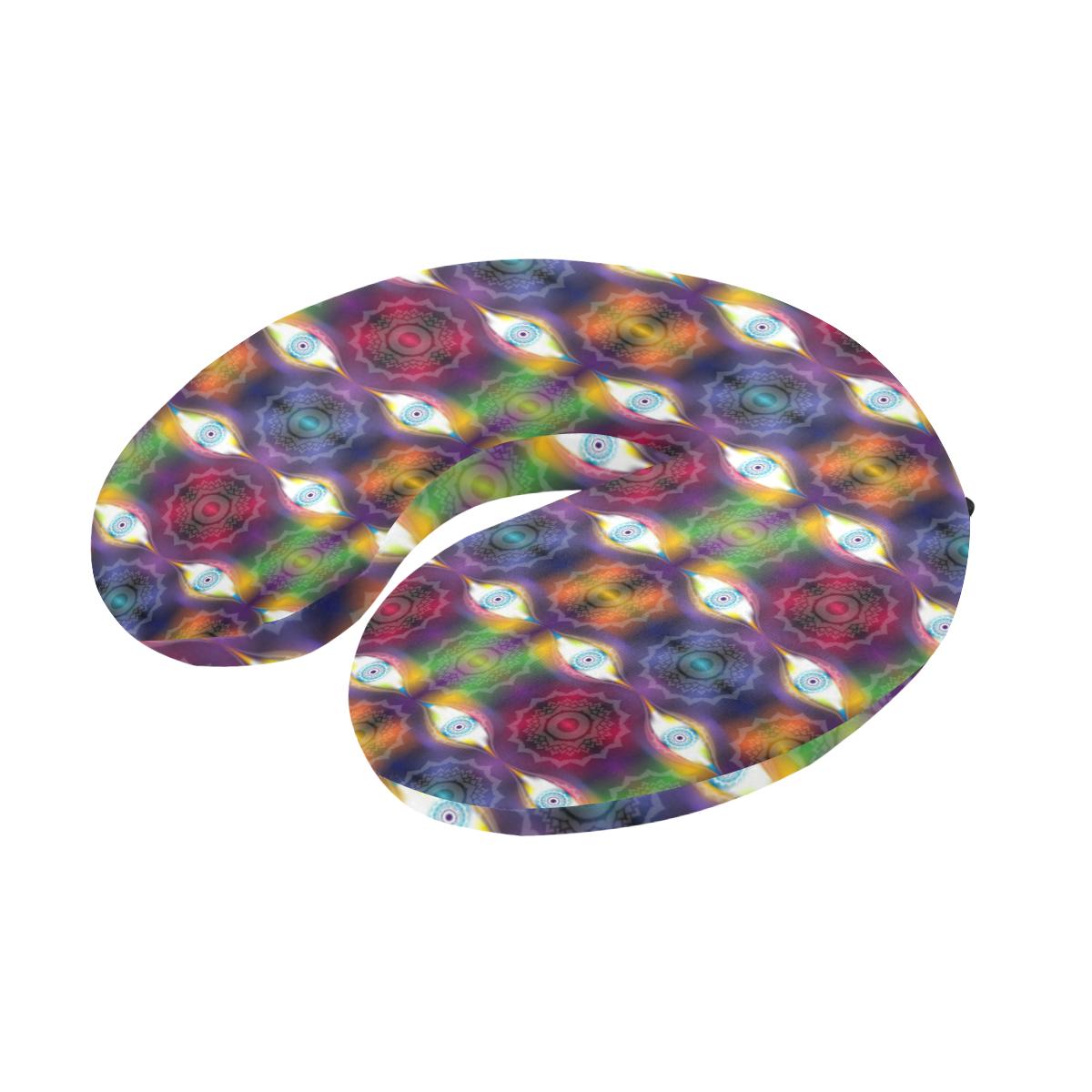 Chakra Eye Print Pattern U-Shaped Travel Neck Pillow-JTAMIGO.COM