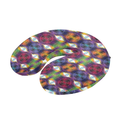 Chakra Eye Print Pattern U-Shaped Travel Neck Pillow-JTAMIGO.COM
