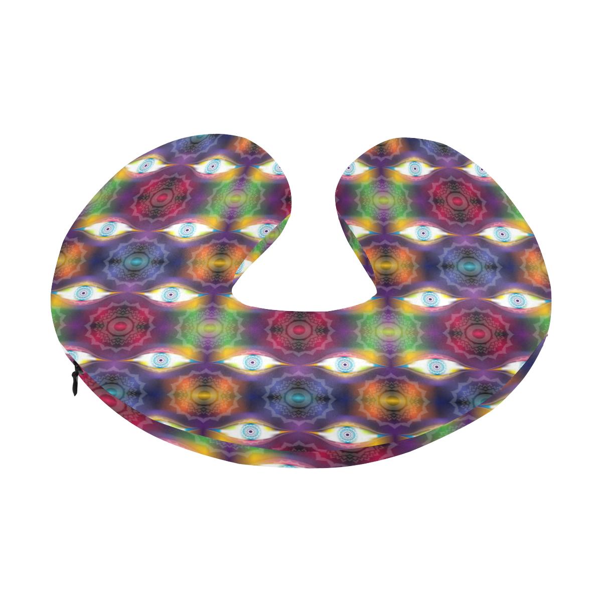 Chakra Eye Print Pattern U-Shaped Travel Neck Pillow-JTAMIGO.COM