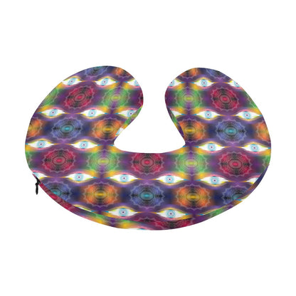 Chakra Eye Print Pattern U-Shaped Travel Neck Pillow-JTAMIGO.COM