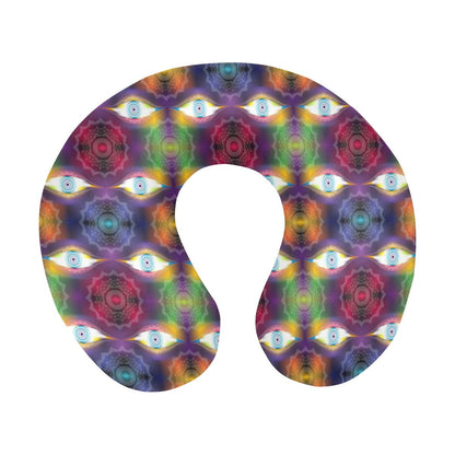 Chakra Eye Print Pattern U-Shaped Travel Neck Pillow-JTAMIGO.COM