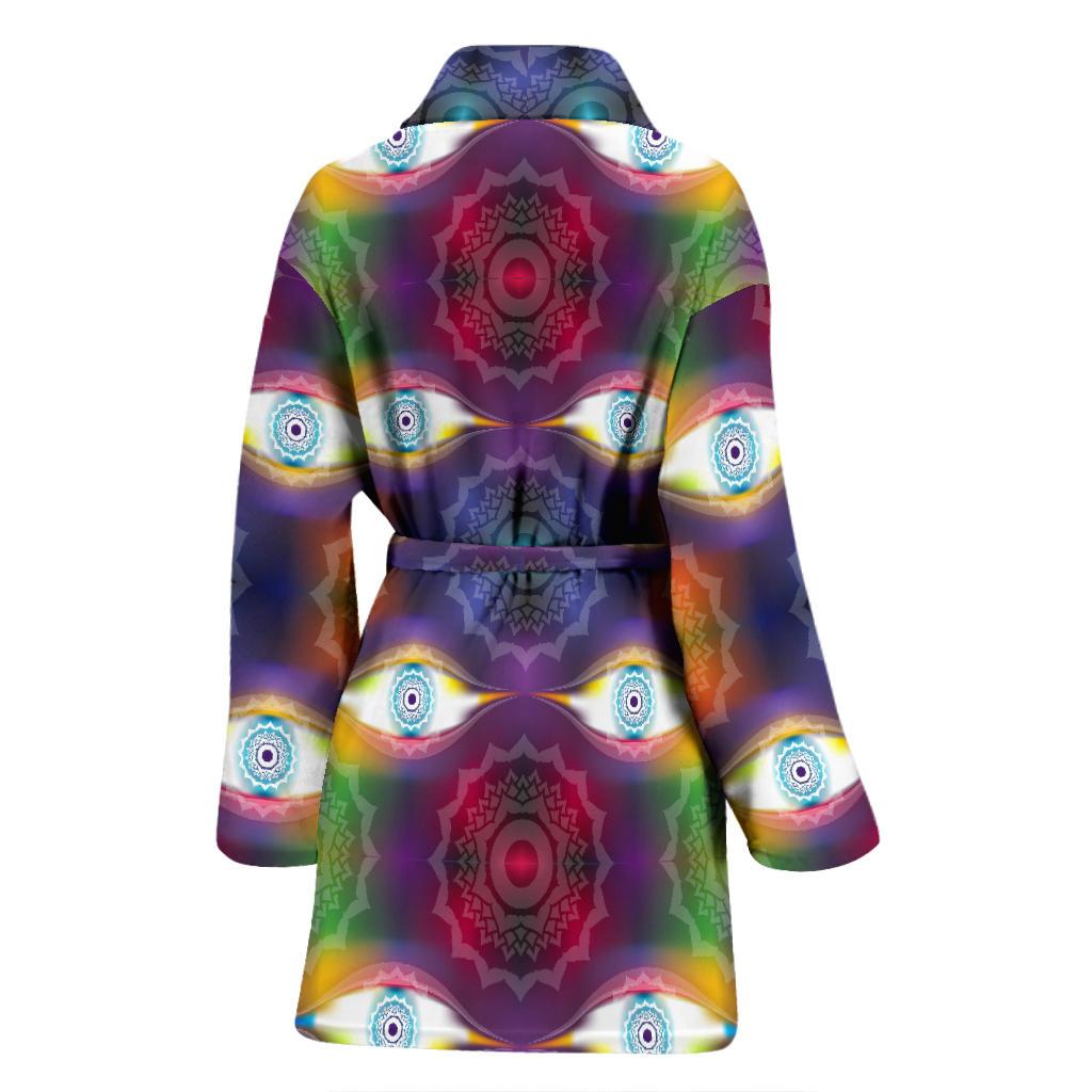 Chakra Eye Print Pattern Women Bath Robe-JTAMIGO.COM