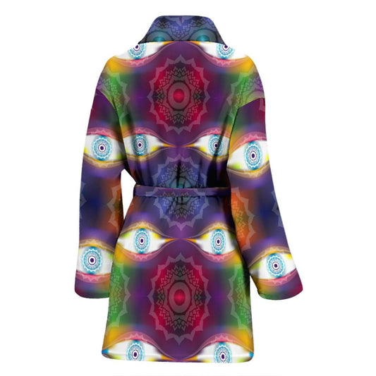 Chakra Eye Print Pattern Women Bath Robe-JTAMIGO.COM