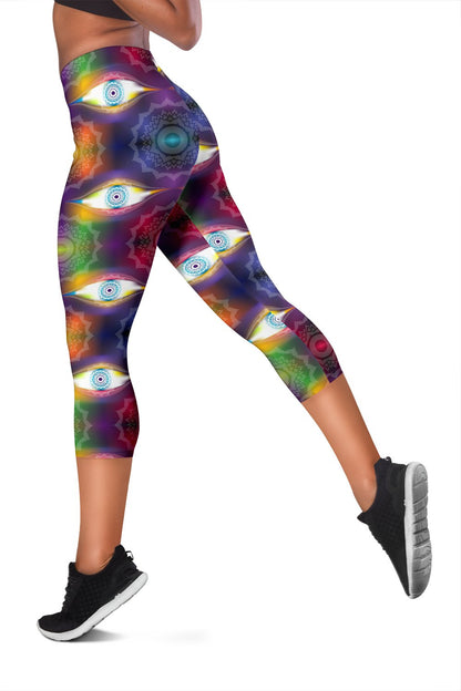 Chakra Eye Print Pattern Women Capris