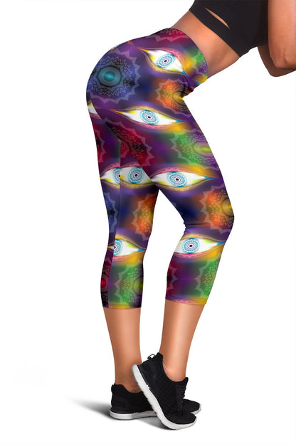 Chakra Eye Print Pattern Women Capris