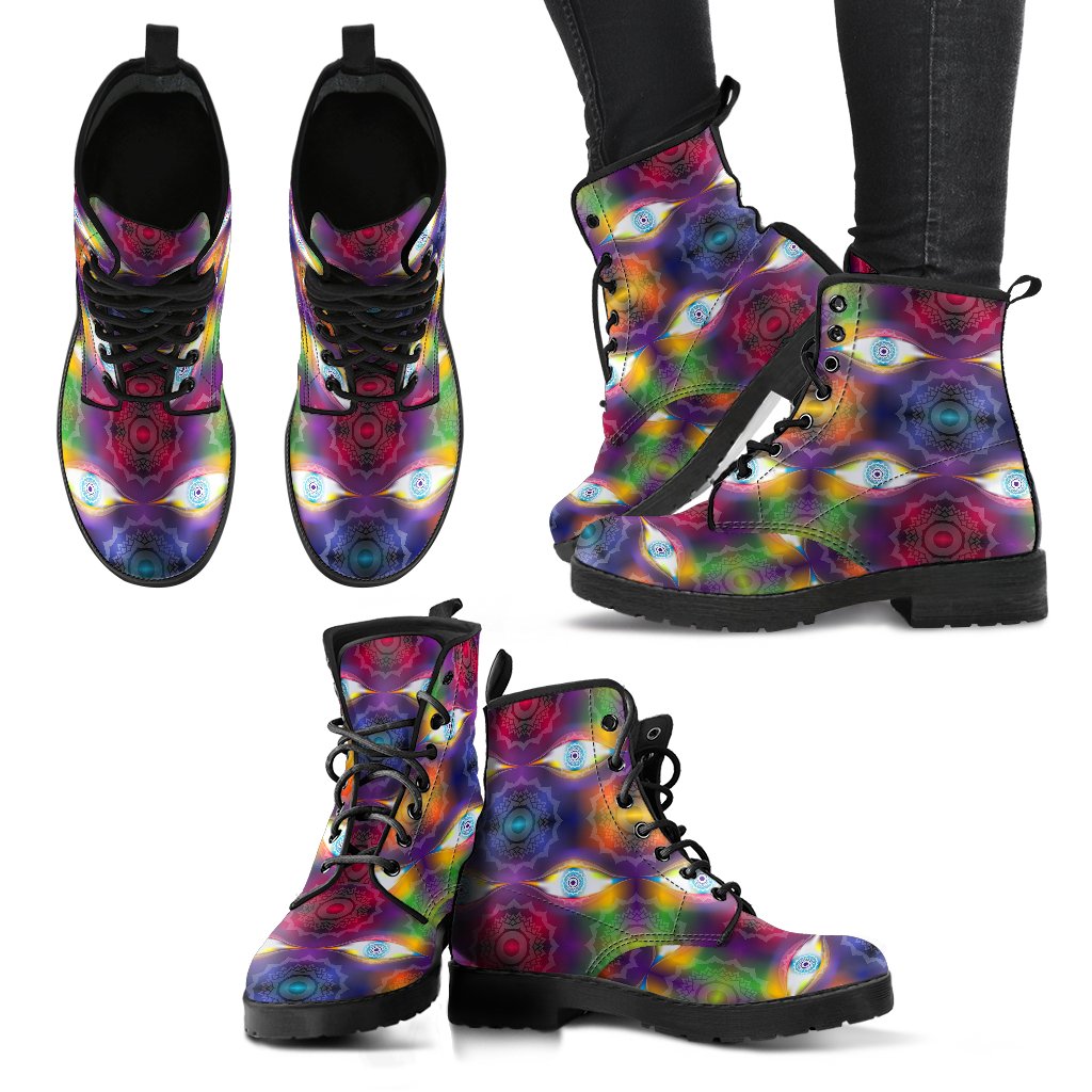 Chakra Eye Print Pattern Women Leather Boots-JTAMIGO.COM