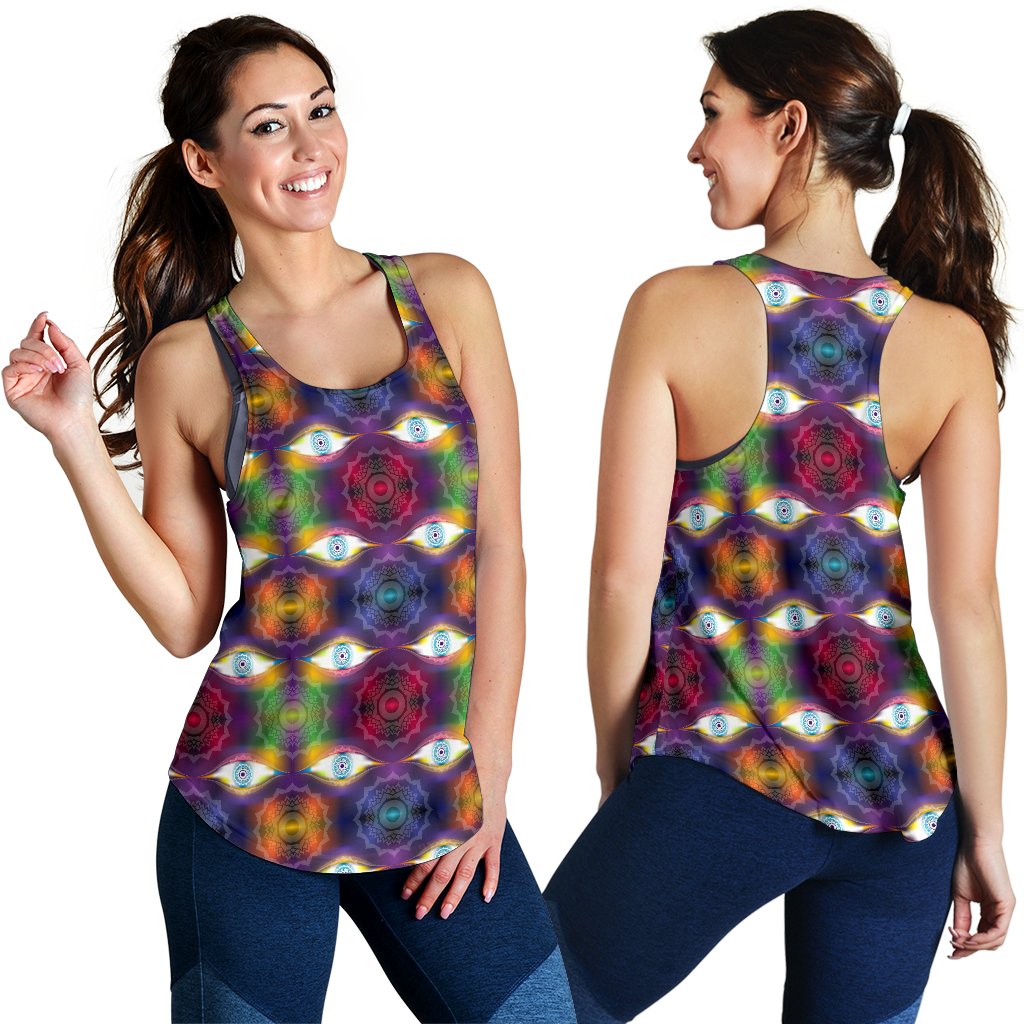 Chakra Eye Print Pattern Women Racerback Tank Top